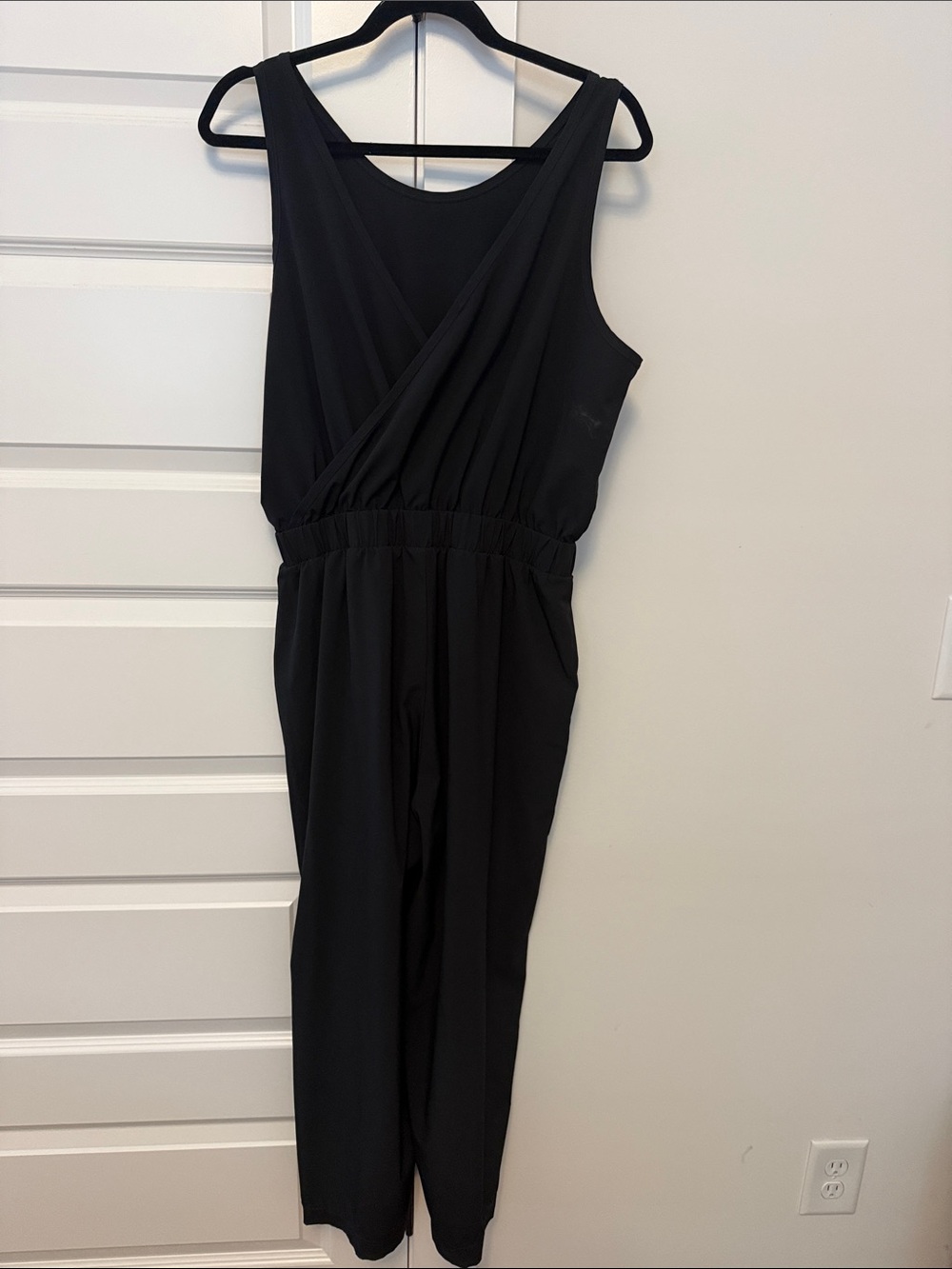 CALIA by Carrie Underwood Black Sleeveless Surplice Jumpsuit